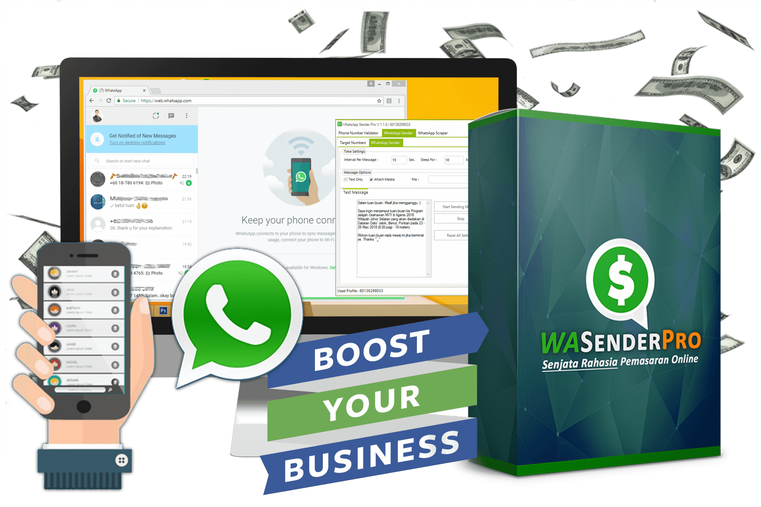 wasender | wa sender | bulk whatsapp messaging